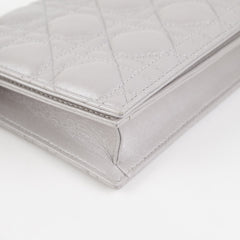 Dior Cannage Lambskin Silver Clutch