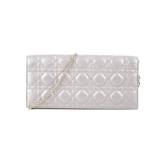 Dior Cannage Lambskin Silver Clutch