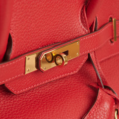 Hermes Birkin 35 Clemence Red - T Stamp