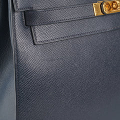Hermes Kelly 32 Epsom Sellier Blue Nuit - Stamp Circle T