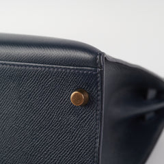 Hermes Kelly 32 Epsom Sellier Blue Nuit - Stamp Circle T