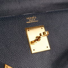 Hermes Kelly 32 Epsom Sellier Blue Nuit - Stamp Circle T