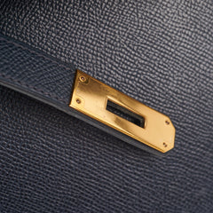 Hermes Kelly 32 Epsom Sellier Blue Nuit - Stamp Circle T