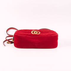 Gucci Velvet Small Marmont Camera Bag Red
