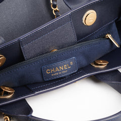 Chanel Deauville Small Caviar Tote Navy