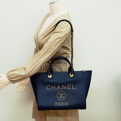 Chanel Deauville Small Caviar Tote Navy