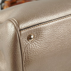 Gucci Medium Bamboo Shopper Leather Satchel Bag Gold