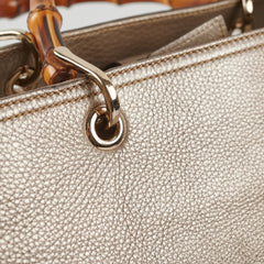 Gucci Medium Bamboo Shopper Leather Satchel Bag Gold