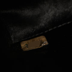 Chanel Vintage Vertical Half Flap Black Shiny Leather