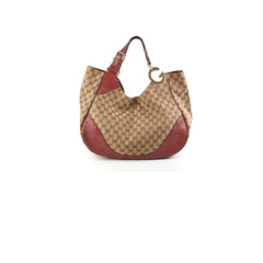 Gucci Canvas Shoulder Tote Dark Red