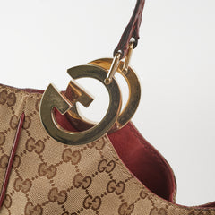 Gucci Canvas Shoulder Tote Dark Red