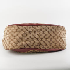 Gucci Canvas Shoulder Tote Dark Red