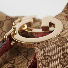 Gucci Canvas Shoulder Tote Dark Red