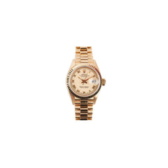 Rolex Lady Datejust 18K Gold Roman Numerals Champagne Dial 26mm President Strap