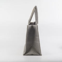Dior Medium Book Tote Cannage Embroidered Grey