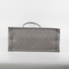 Dior Medium Book Tote Cannage Embroidered Grey