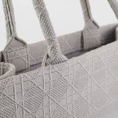 Dior Medium Book Tote Cannage Embroidered Grey