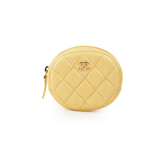 Chanel Classic Round Coin Purse Yellow Iridescent Caviar