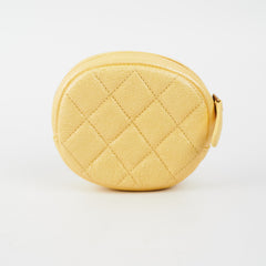Chanel Classic Round Coin Purse Yellow Iridescent Caviar