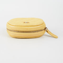 Chanel Classic Round Coin Purse Yellow Iridescent Caviar