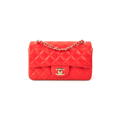 Chanel Quilted Mini Rectangular Red (orange undertone)