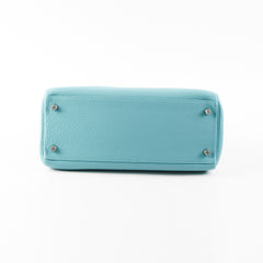 Hermes Kelly 28 Clemence Blue Atol