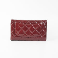 Chanel Long Quilted Patent Burgundy Wallet