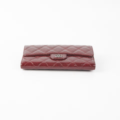 Chanel Long Quilted Patent Burgundy Wallet