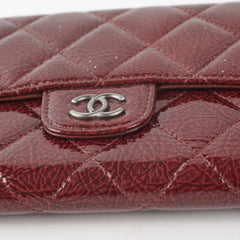 Chanel Long Quilted Patent Burgundy Wallet