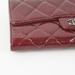 Chanel Long Quilted Patent Burgundy Wallet