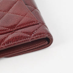 Chanel Long Quilted Patent Burgundy Wallet