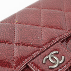 Chanel Long Quilted Patent Burgundy Wallet