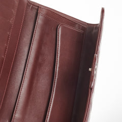 Chanel Long Quilted Patent Burgundy Wallet