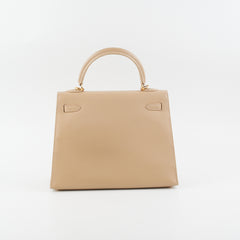 Hermes Kelly 25 Beige Chaminox - [G] Stamp