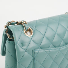 Chanel Classic Flap Small Lambskin Turquoise Green (Microchipped)