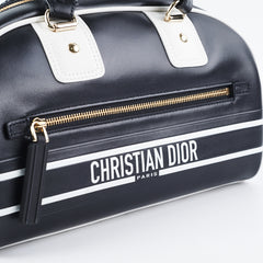 Dior Small Dior Vibe Zip Bowling Bag Black and White Smooth Calfskin