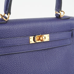Hermes Kelly 25 Blue Saphir C Stamp