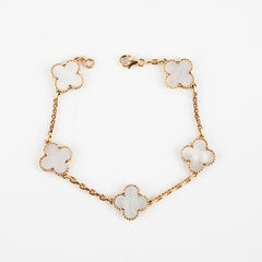 Van Cleef & Arpels Vintage Alhambra 5 Motifs Mother Of Pearl Yellow Gold Bracelet