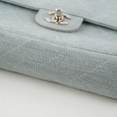 Chanel Timeless Quilted Jersey Shoulder Flap Blue