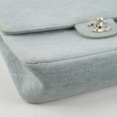 Chanel Timeless Quilted Jersey Shoulder Flap Blue