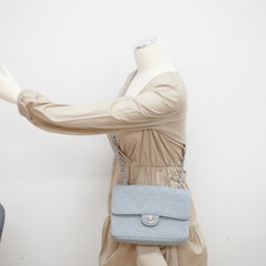 Chanel Timeless Quilted Jersey Shoulder Flap Blue