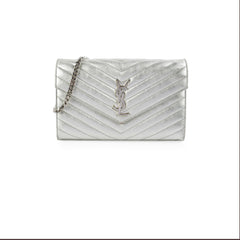 Saint Laurent Cassandre Wallet On Chain (WOC) Silver