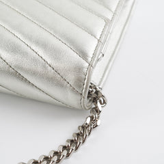Saint Laurent Cassandre Wallet On Chain (WOC) Silver