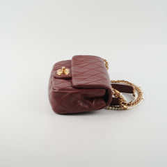 Chanel Quilted Crystal Pearls Flap Burgundy