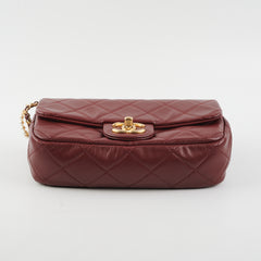 Chanel Quilted Crystal Pearls Flap Burgundy