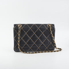 Chanel Wild Stitch Classic Flap Shoulder Bag Black