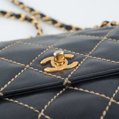 Chanel Wild Stitch Classic Flap Shoulder Bag Black