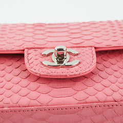 Chanel Python Rectangular Mini Classic Flap Pink