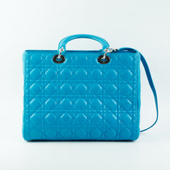 Dior Large Lady Dior Turquoise Cannage Lambskin